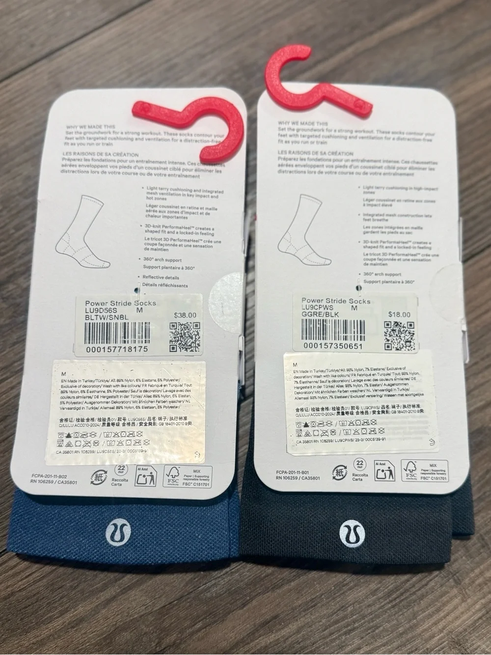 Lululemon Power Stride Crew Socks Bundle Unisex Women 7-9 Men 5.5-7.5 NWT